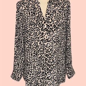 New York & Company Animal Print Blouse size large cheetah/leopard print